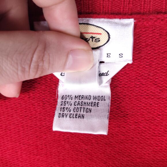 Talbots Sweater Petite Medium Red Merino Wool Cashmere Blend Vintage - Picture 10 of 11